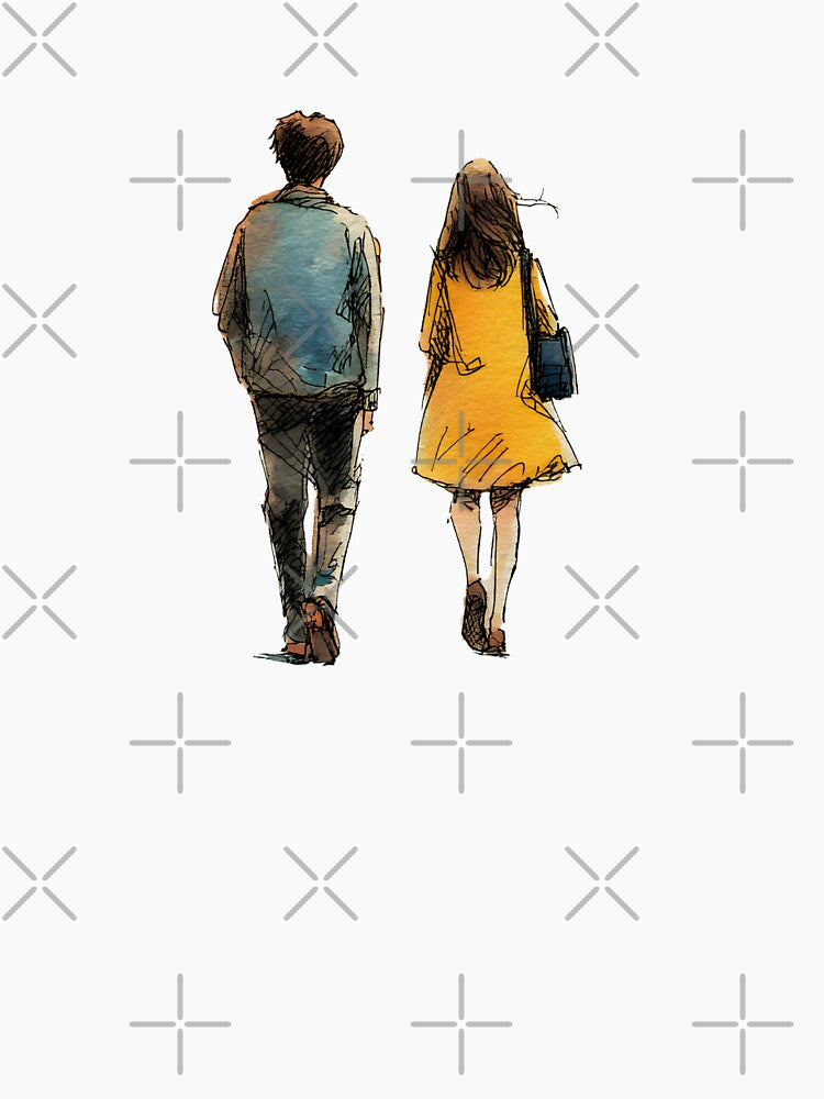 Soft Life Couple Walking Watercolor by JaiSoftStudio