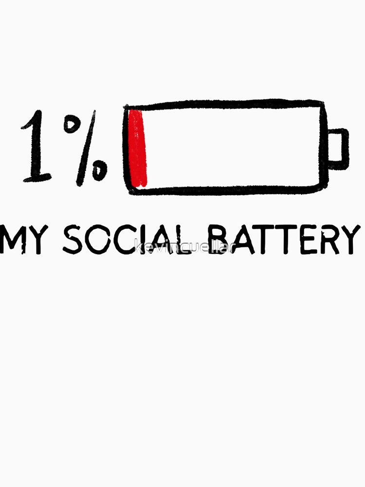 Funny Introvert, Social Battery Low Pullover Hoodie by kevincuellar
