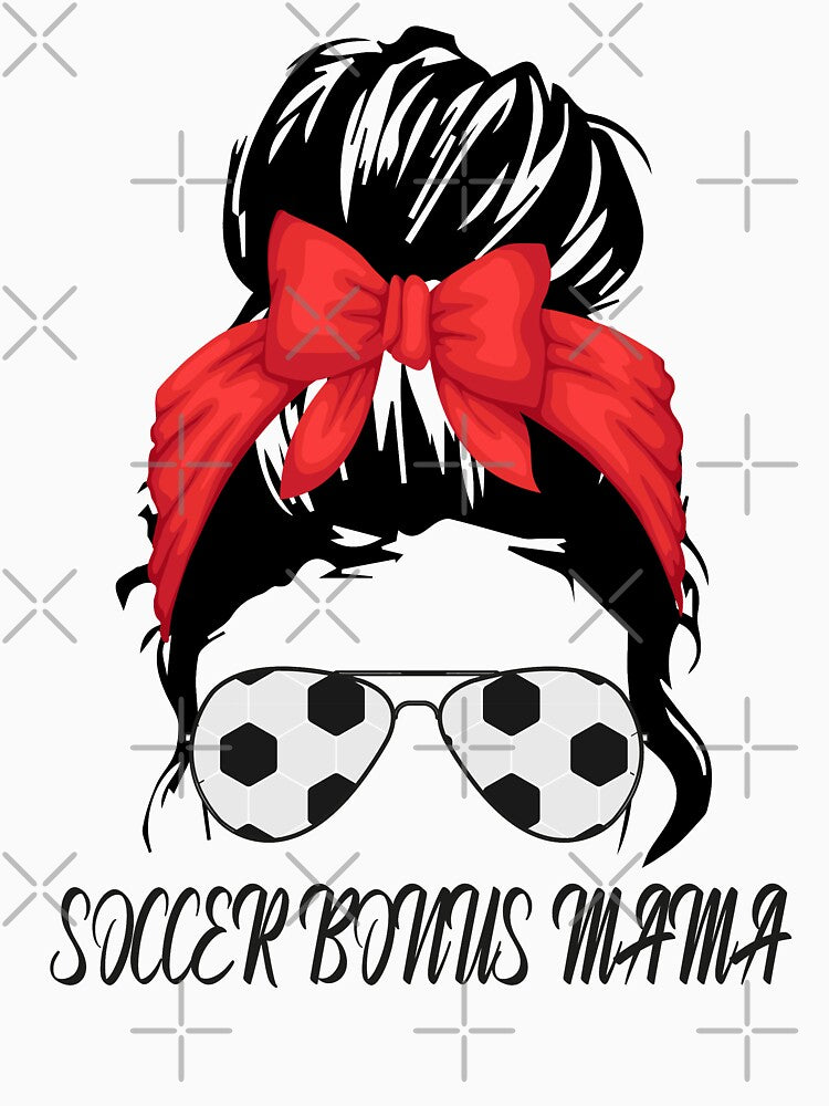 Messy Hair Bun Soccer Bonus Mom For Mother's Day 2021 by OnlyPrint20