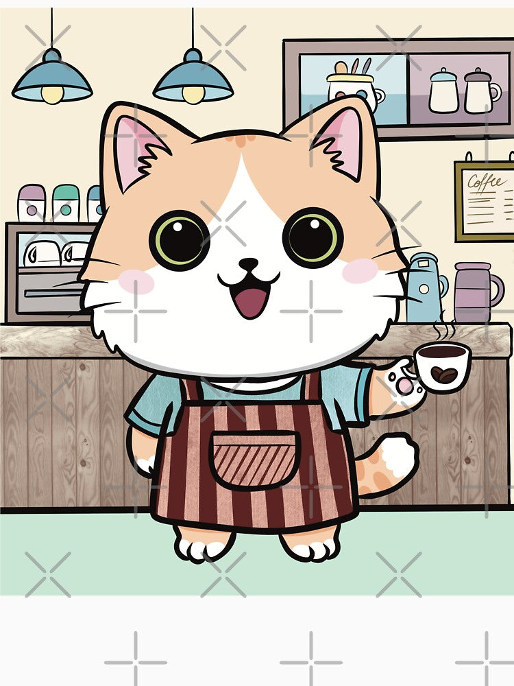 Cute Barista Cat Coffee Lover Design by Elizarfa