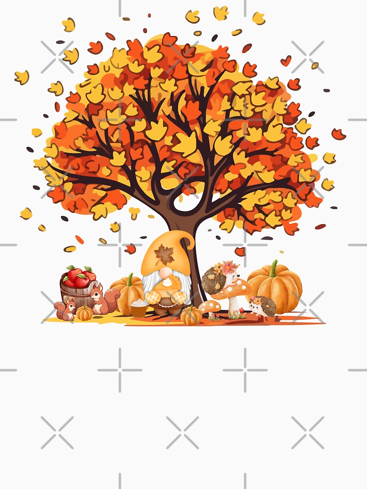 Fall Gnome Picnic Scenery with Pumpkins Squirrels and Hedgehogs by azitabella