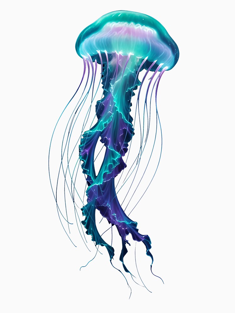 Bioluminescent Jellyfish - Deep Ocean Glow T-Shirt by SlyFenrir