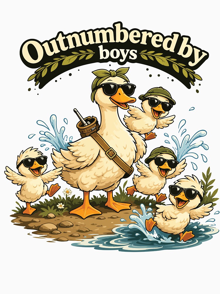Outnumbered By Boys Funny Duck Mom Mothers Day Cute Boy Mom Humor by kiralynstration