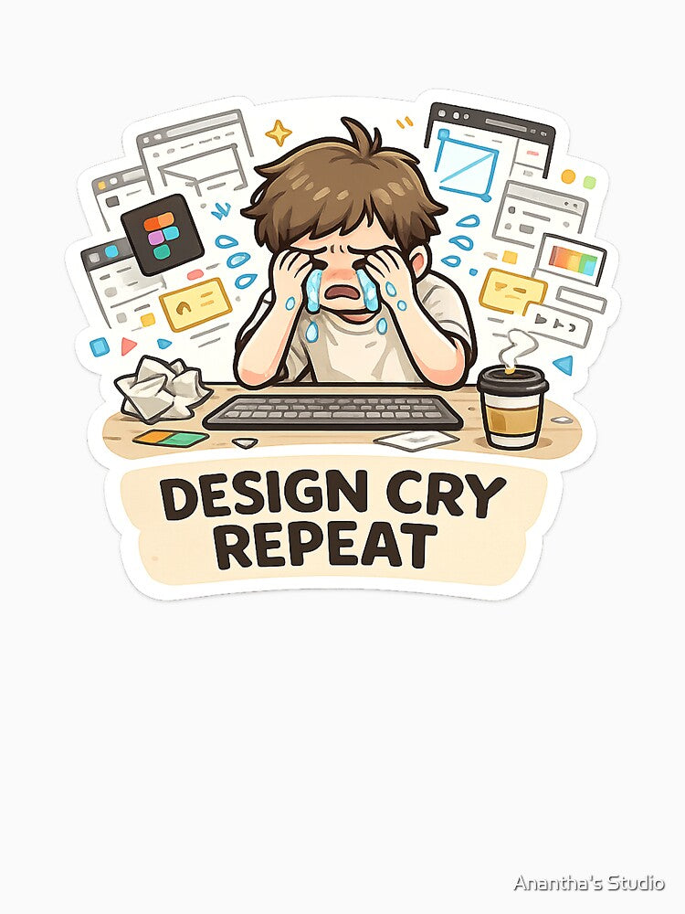 UI Designer Cry Repeat Sticker by Anantha's Studio