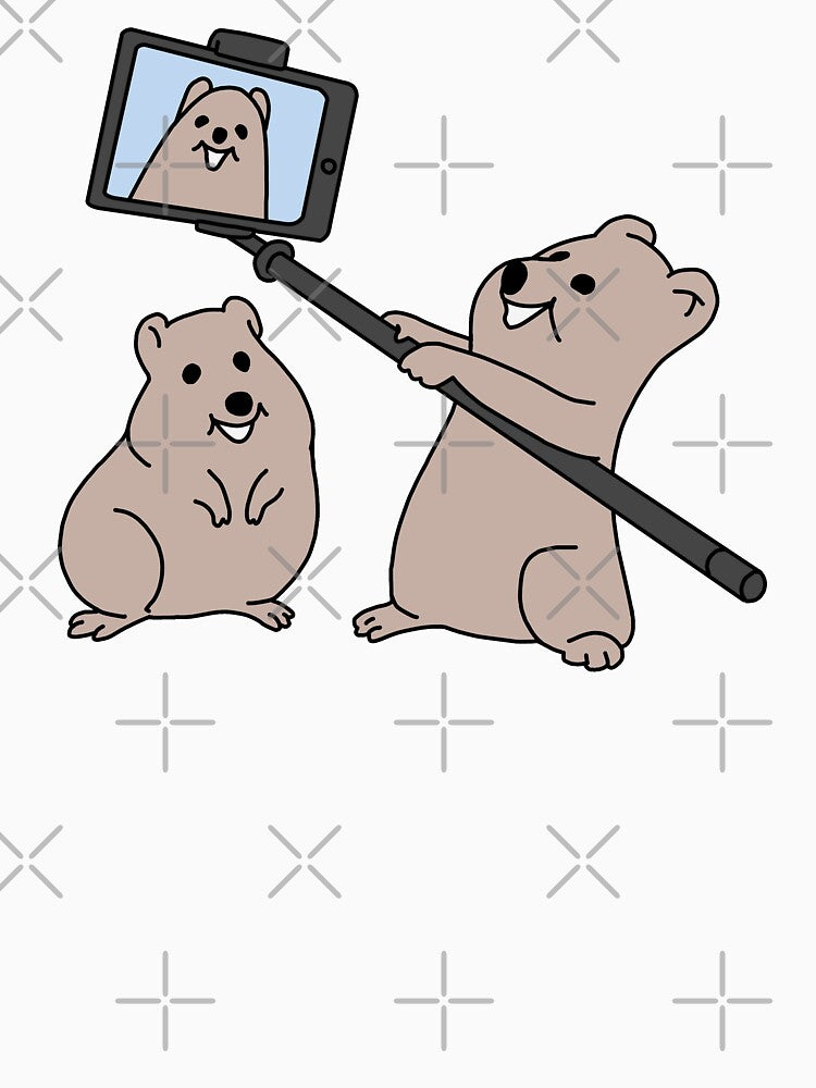Cartoon Quokka taking a selfie by line-on-line