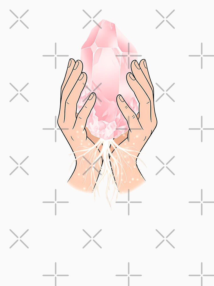 Healing Hands & Rose Quartz - Glowing Crystal Energy Art by Credisaim
