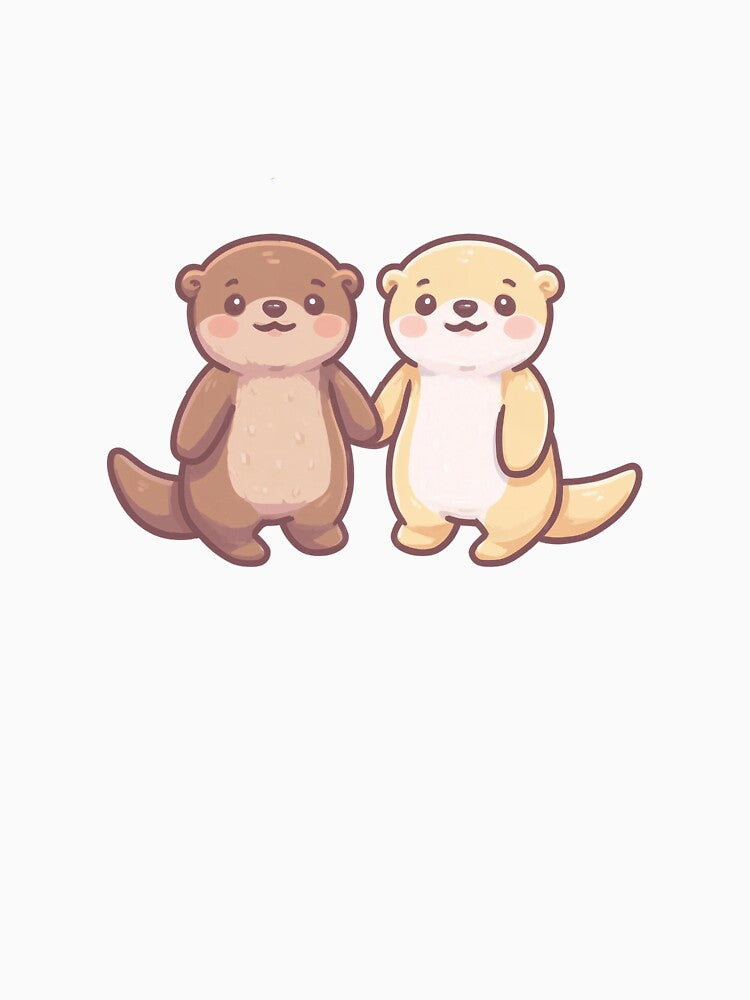 kawaii otters holding hands by CollieCreates