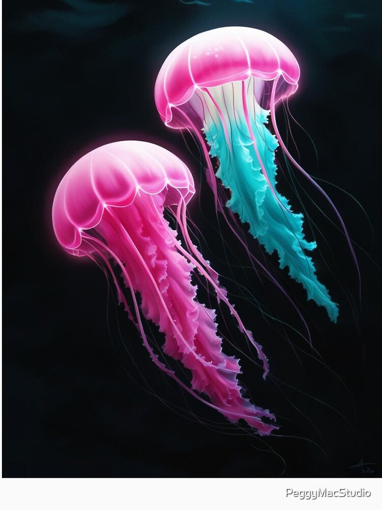 JellyFish in dark ocean waters by PeggyMacStudio