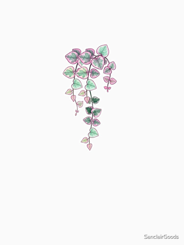 Aesthetic Variegated String of Hearts Neon Plant Art by SanclairGoods