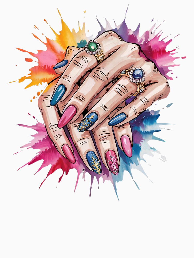 Manicure Hands Watercolor Splash by MadCatPrints