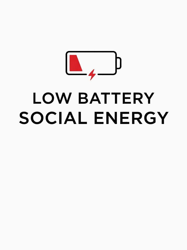 Low Battery Social Energy Funny Sticker – Introvert Humor Minimal Aesthetic by MinimalMood Studio