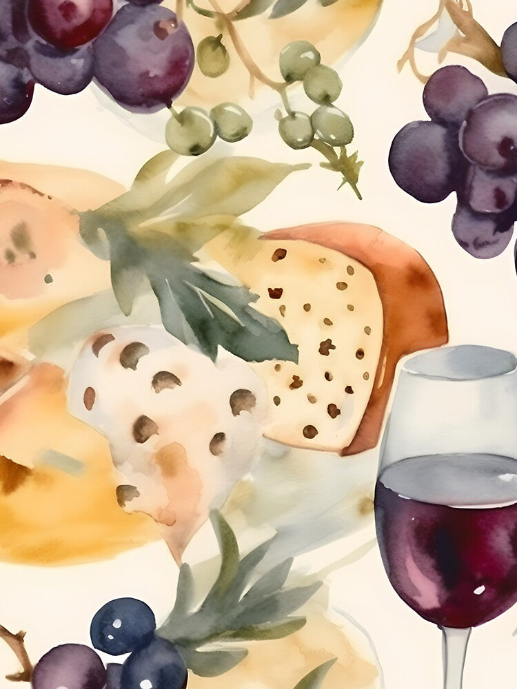 Wine and Cheese Water Color 6 by FantasyRealmOP
