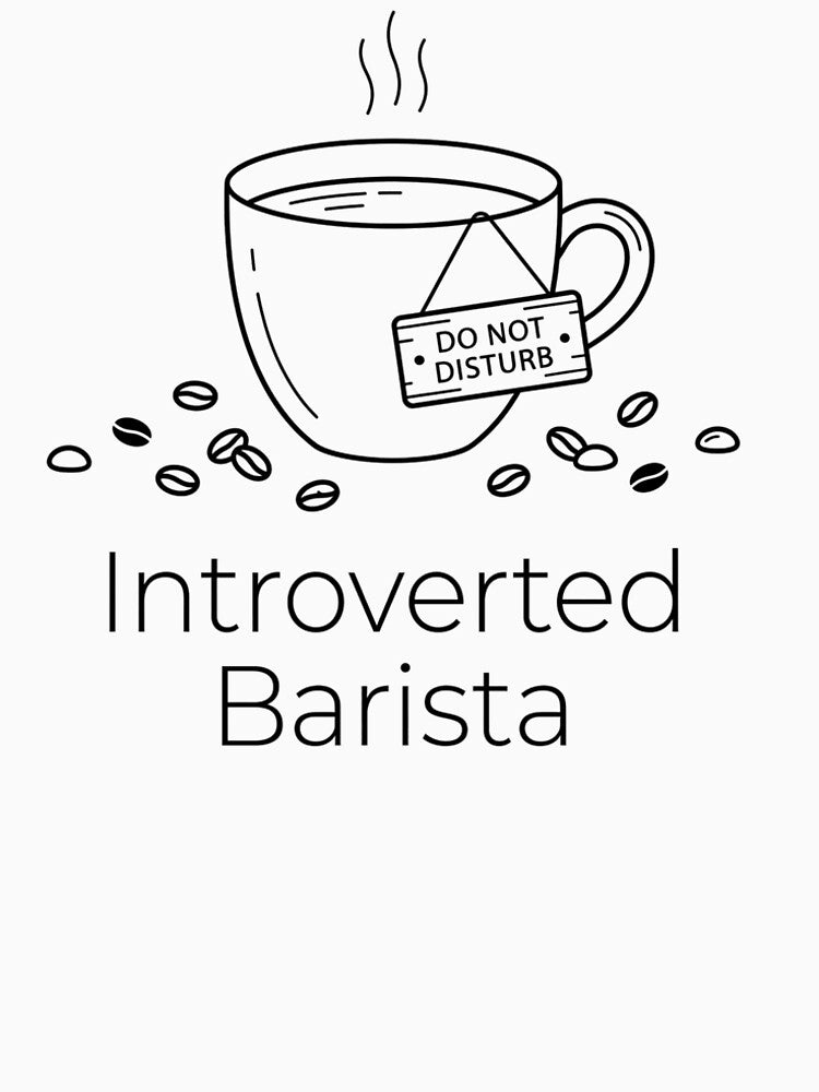 Introverted Barista Shirt | Coffee Lover Minimalist Line Art Cafe Worker Gift Tee by vaggleTown