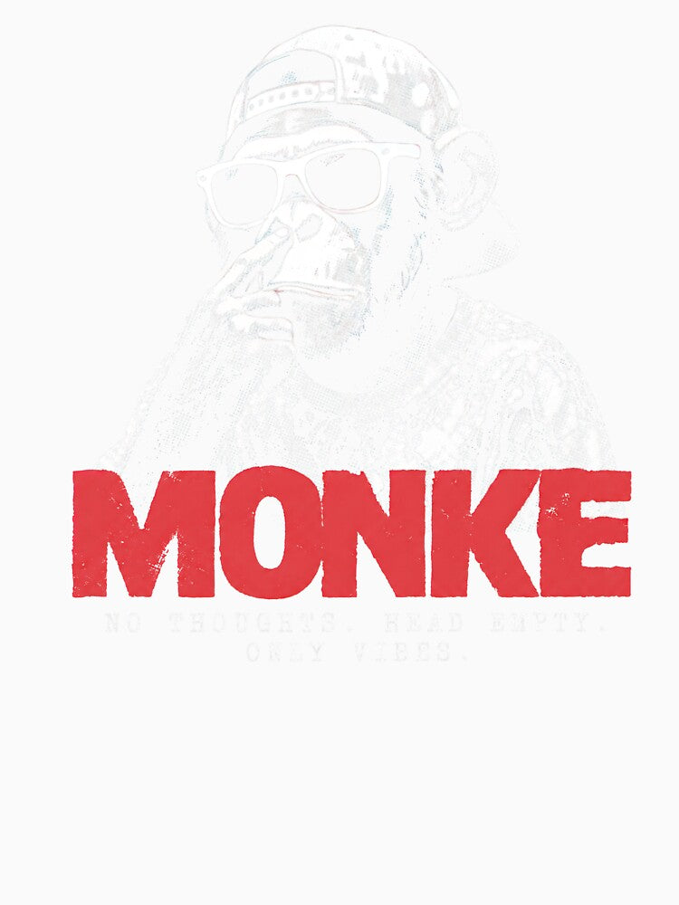 Monkey No Thoughts Head Empty Only Vibes – Funny Meme Quote Retro Graphic by PosiMCreations