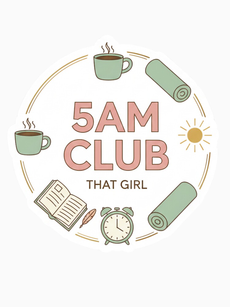 That Girl Aesthetic Sticker - Morning Routine 5AM Club Productivity Self Care TikTok by RealVibeVault