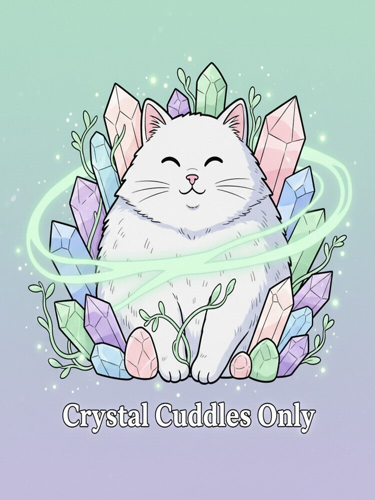 Eco Crystal Cat Mystical Nature Feline with Crystals & Green Energy by Neko-Doodle-co