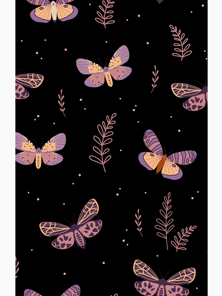 Whimsical Celestial Night Moth Butterfly Seamless Pattern by THE RILONA