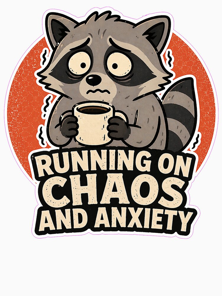 Running On Chaos And Anxiety Funny Raccoon by LOL-N-LIFESTYLE