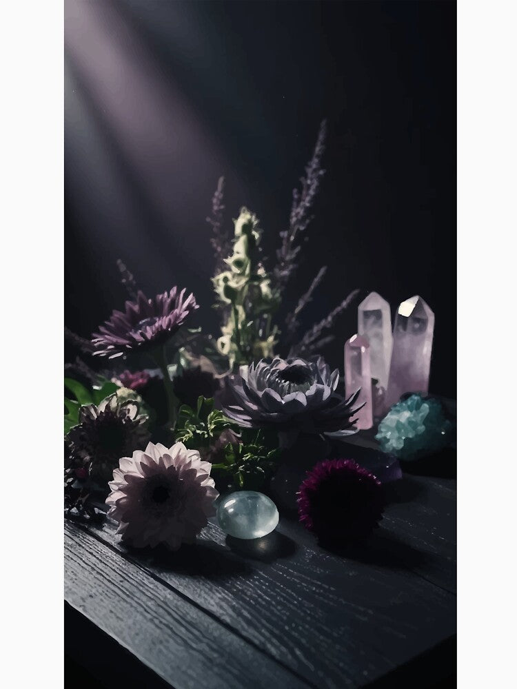 Blooming Energy: Flowers and Crystals in Harmony by AbstractAnom