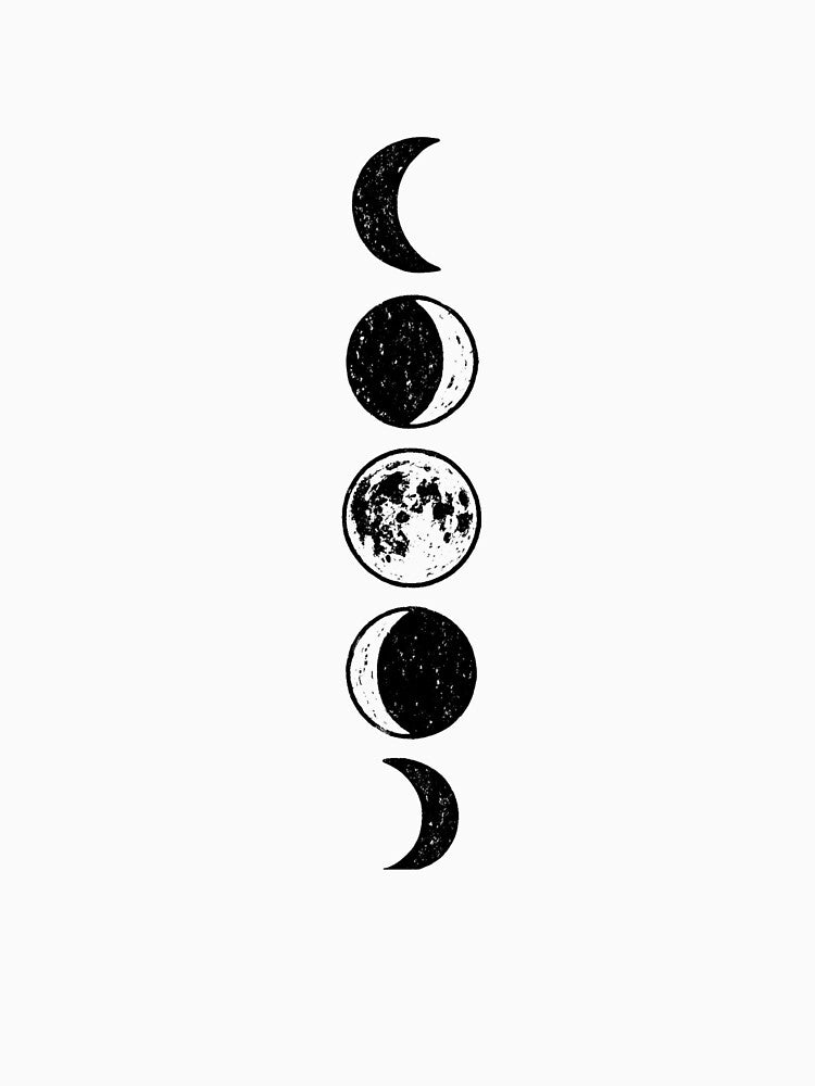 Moon Phases Boho Aesthetic – Minimal Lunar Cycle Celestial Black and White Design by VinciLab