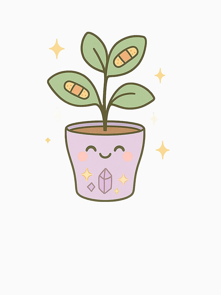 Healing Plant with Crystals - Growth and Self Care Sticker by MentalCrumble