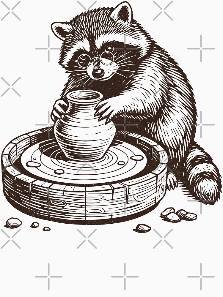 Cute Raccoon Ceramic Artist Vintage Pottery by Y-Vibes