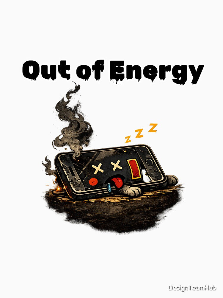 Out of Energy Shirt – Dead Phone Funny Low Battery Aesthetic Tee by DesignTeamHub