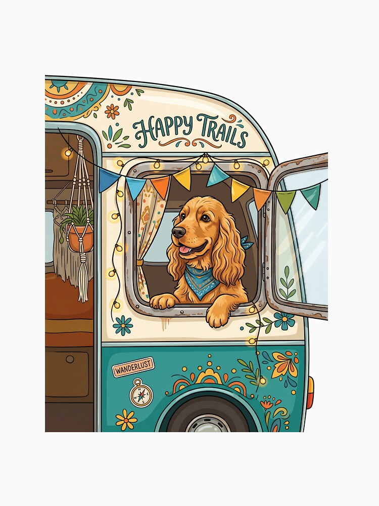 Cocker Spaniel Van Life Traveler Cute Camper Road Trip by PictoVibe
