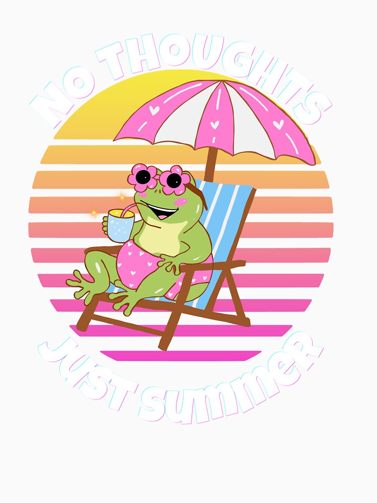 No Thoughts Just Summer Frog Shirt | Funny Retro 90s Aesthetic Summer Tee by mrobpeach2