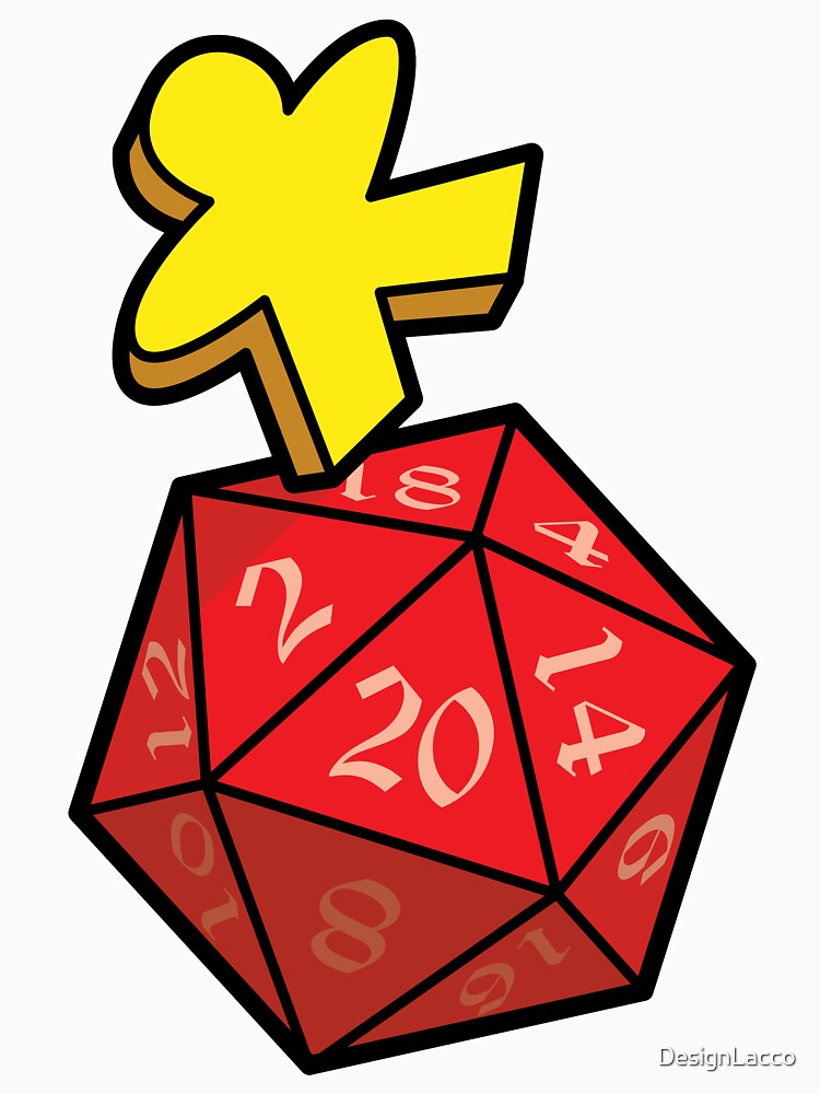 Meeple Rolling The 20-sided Dice by DesignLacco
