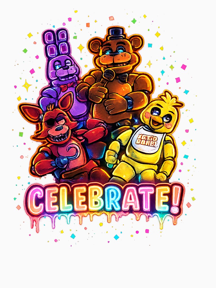 Celebrate Neon Arcade Characters Tee – Futuristic Gamer Design by afr-saad