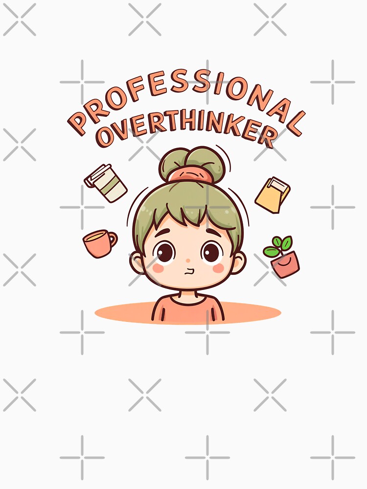 Professional Overthinker Coffee Lover Mental Health Humor Cute Kawaii Anxiety Gift by CreativeVisionsHub