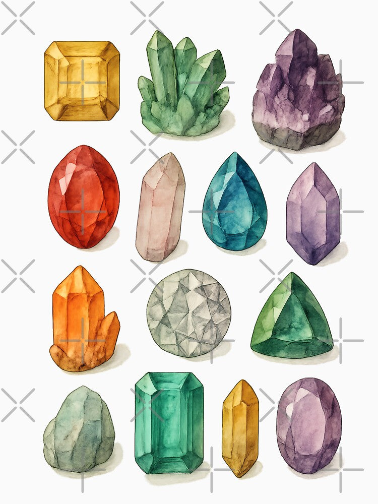 Crystal Stone Set | Healing Gemstones Design | Spiritual and Mindfulness Artwork | Energy and Wellness Graphic by PaintedPixels01