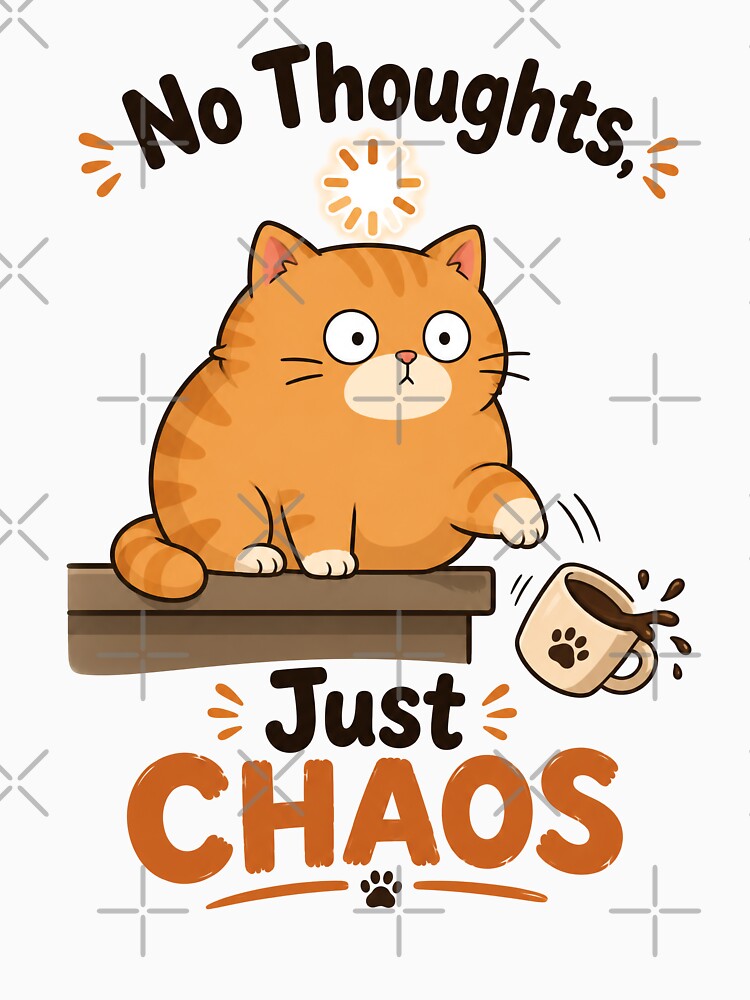 No Thoughts Just Chaos Funny Orange Cat by Inspirahawke