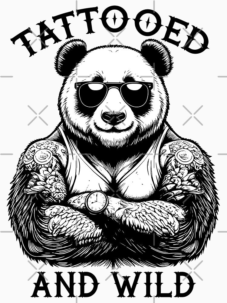 Tattooed And Wild Funny Inked Panda Bear Animal Tattoo Lover by GrandeDuc