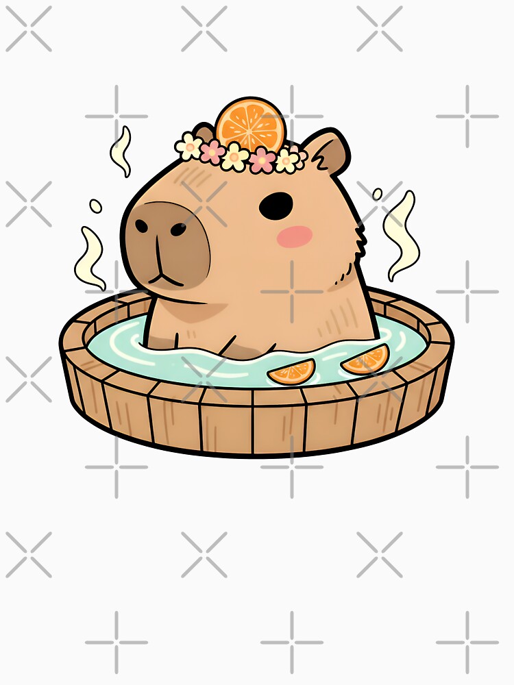 Cute Capybara in Hot Spring – Relaxing Onsen Animal Design by Imaginationbeyond