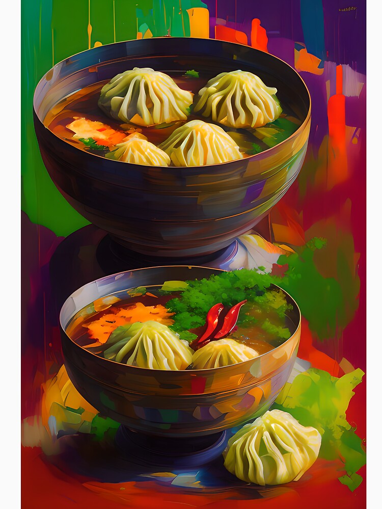 Spicy Soup with Dumplings, Colourful Food Composition by FewBits