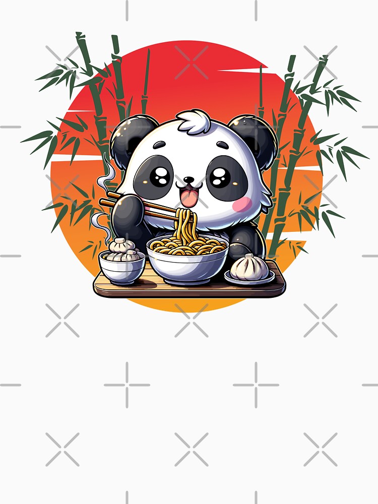 Panda Eating Noodles and Dumplings by ParenthoodPuns