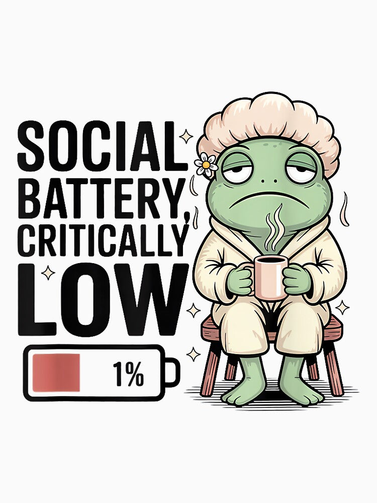 Funny Social Battery Critically Low Frog Introvert by JohnVBurks