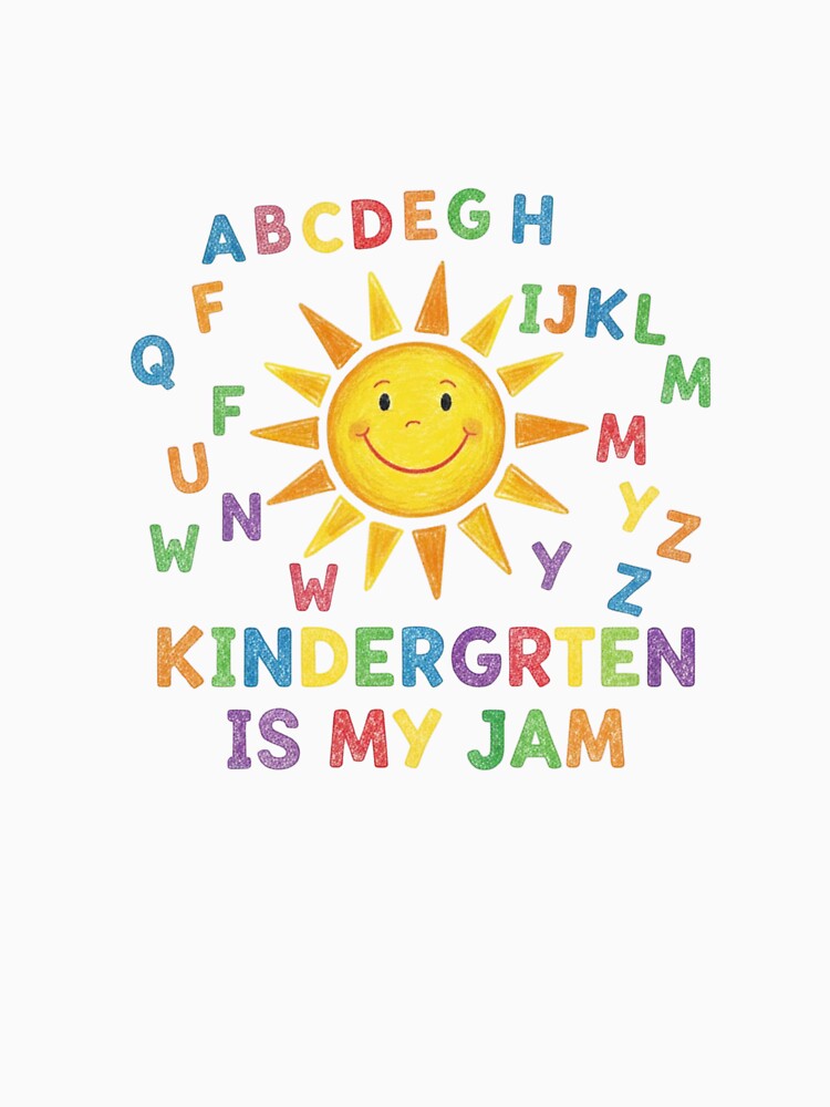 Kindergarten Is My Jam crayon alphabet sun cheerful teacher gift by language-des