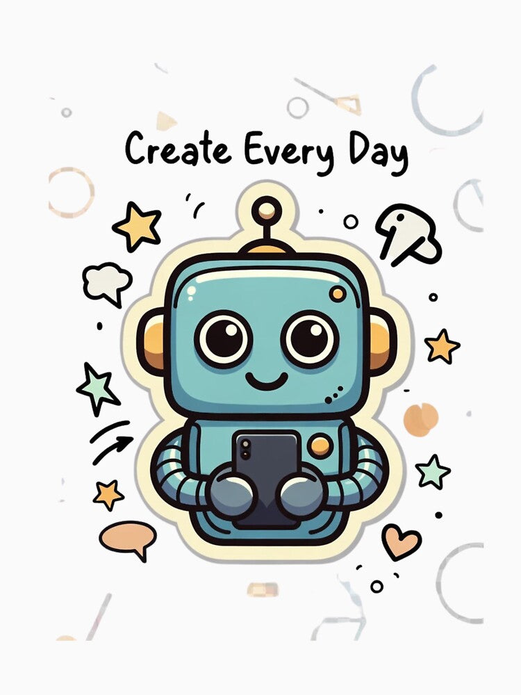Create Every Day – Retro Robot Tee by EcoArtTees