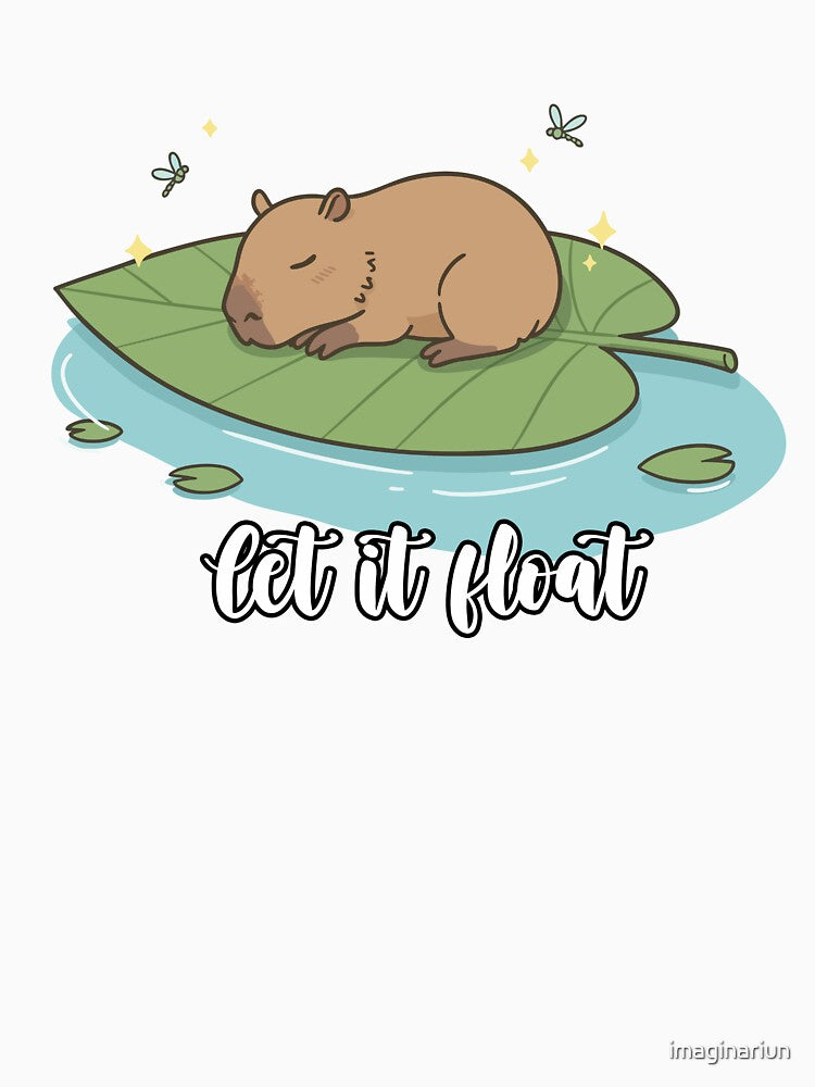 Let It Float – Chill Capybara Floating on Leaf Cute Relaxing Design by imaginariun