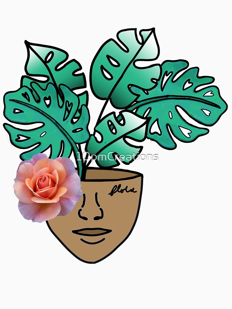 PlantLover, Monstera Plant Leaf with a Realism Rose for Surrealism Vibes by 10pmCreations