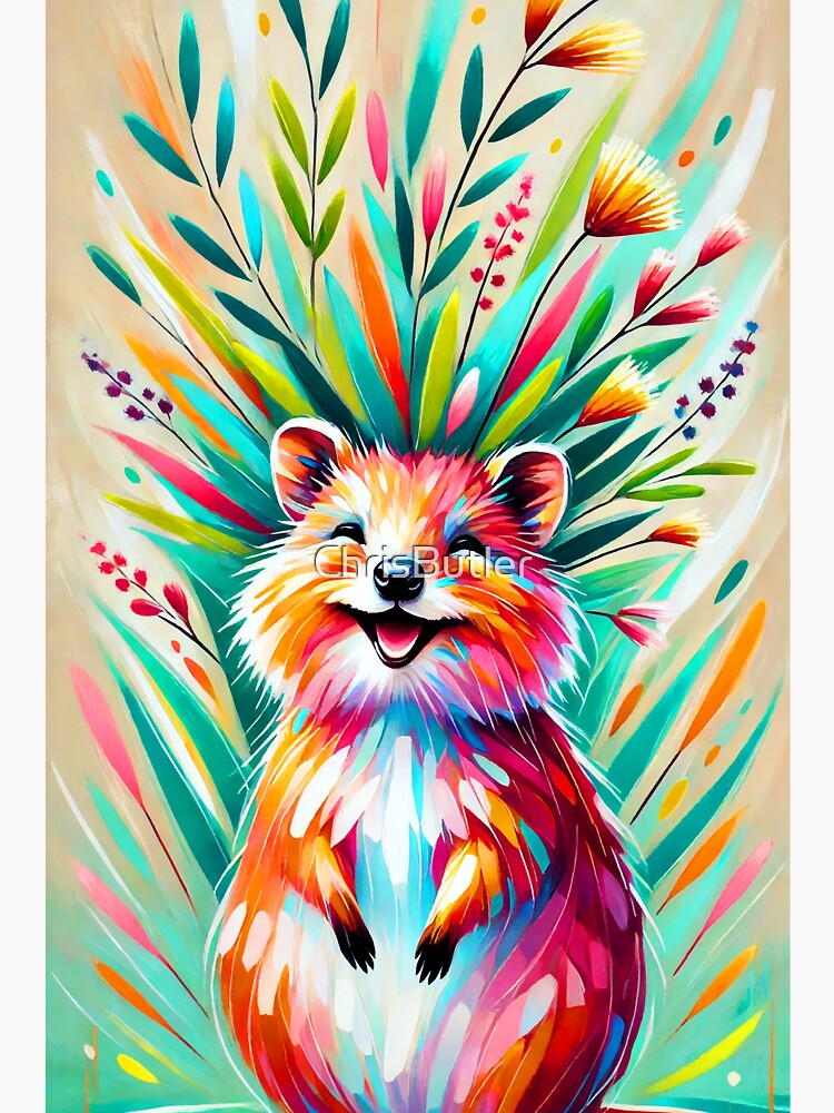 Joyful Quokka Surrounded by Vibrant Floral Bursts by ChrisButler