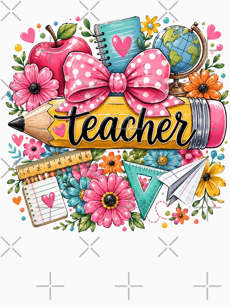 Teacher Appreciation Pencil and Floral Illustration by LunaPixelStudio