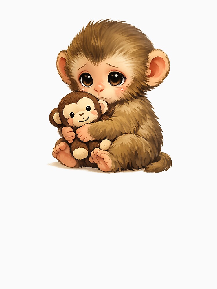 Soft Heart Baby Monkey Hugging Plush – Cute Emotional Comfort Aesthetic by inaveed