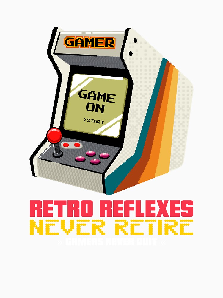 Retro Reflexes Never Retire retro gaming by SquatchPrintsCo