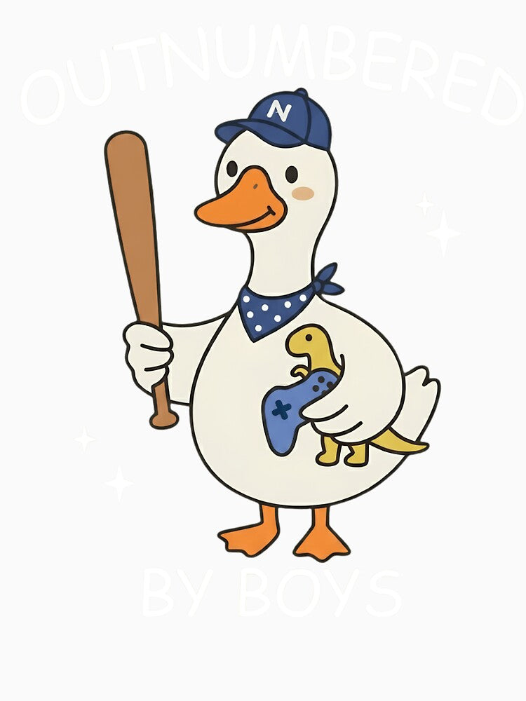 Outnumbered By Boys Cute Duck Baseball Gamer Dinosaur Mama by haitrieuic96