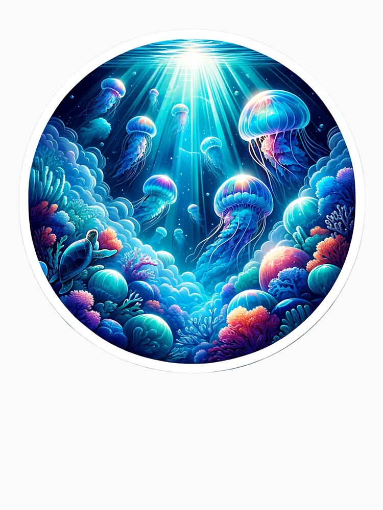 "Enchanting Underwater Marine Life Sticker Design" by ForFamily1120