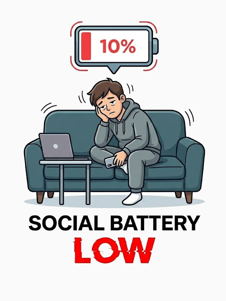Social Battery Low 10 Percent Funny Introvert Art by JVDesignsShop